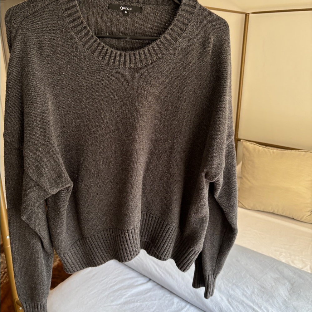 Quince Charcoal 100% CottonCrew Neck Sweater